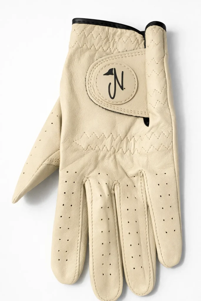 Nova Golf Glove in Sand, back view